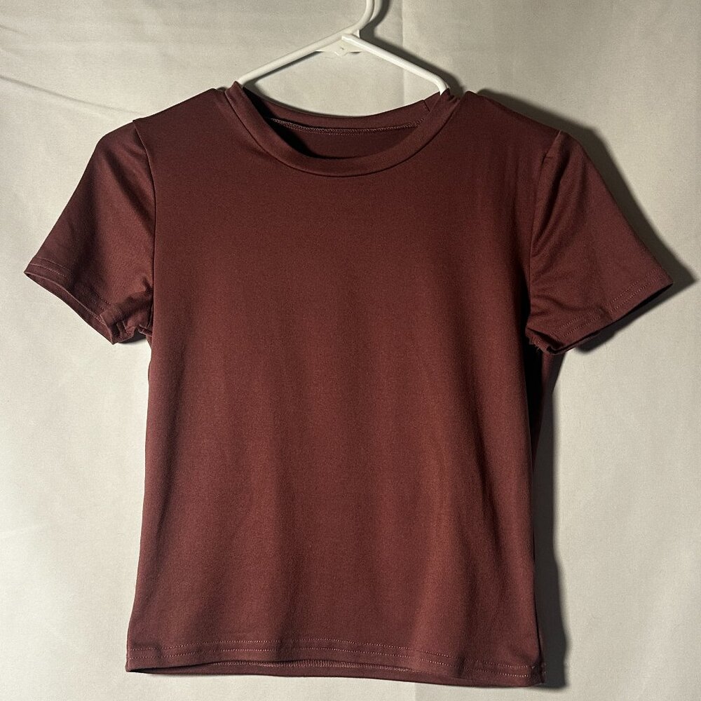 SHEIN Purple Fitted Crop Top Short Sleeve Stretch Tee Size M